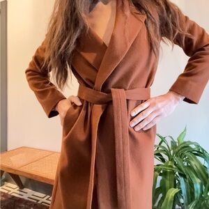 Suit Studio Rich Brown Knee Length Trench Coat